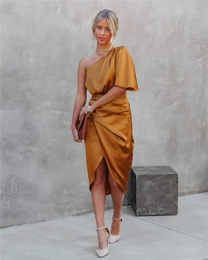 AINARA | Vestido Midi De Un Hombro