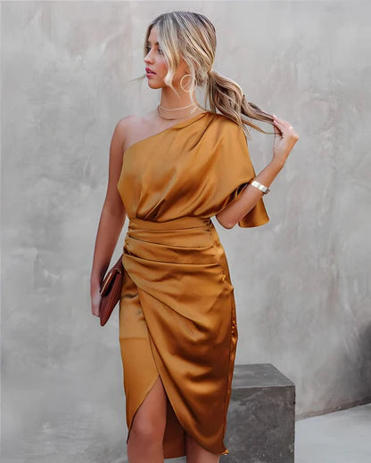 AINARA | Vestido Midi De Un Hombro