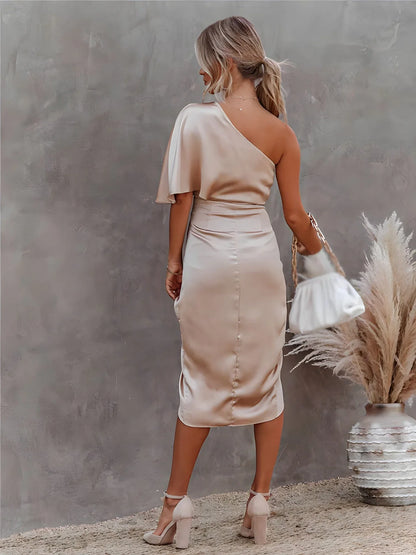 AINARA | Vestido Midi De Un Hombro